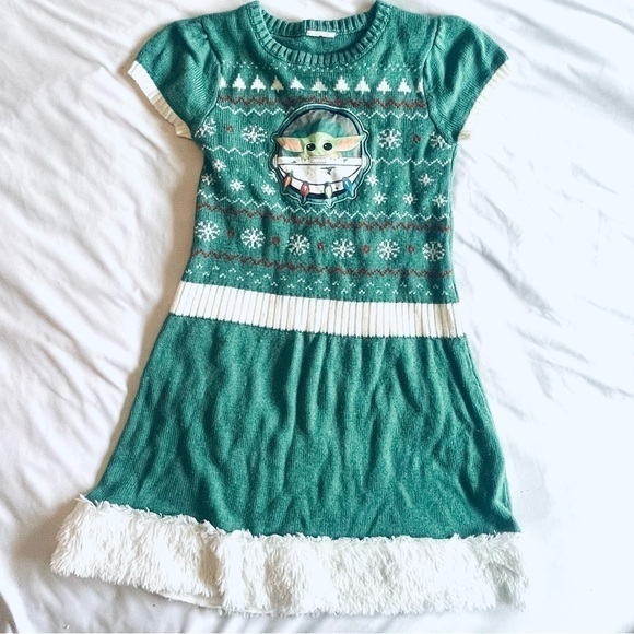 Star Wars Christmas Baby Yoda Dress Size M 7/8 - Picture 5 of 12